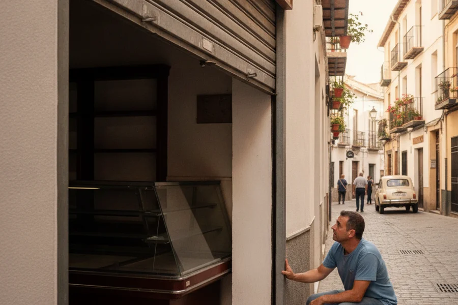 Reparación de una persiana metálica de un local comercial en Mollet del Vallès