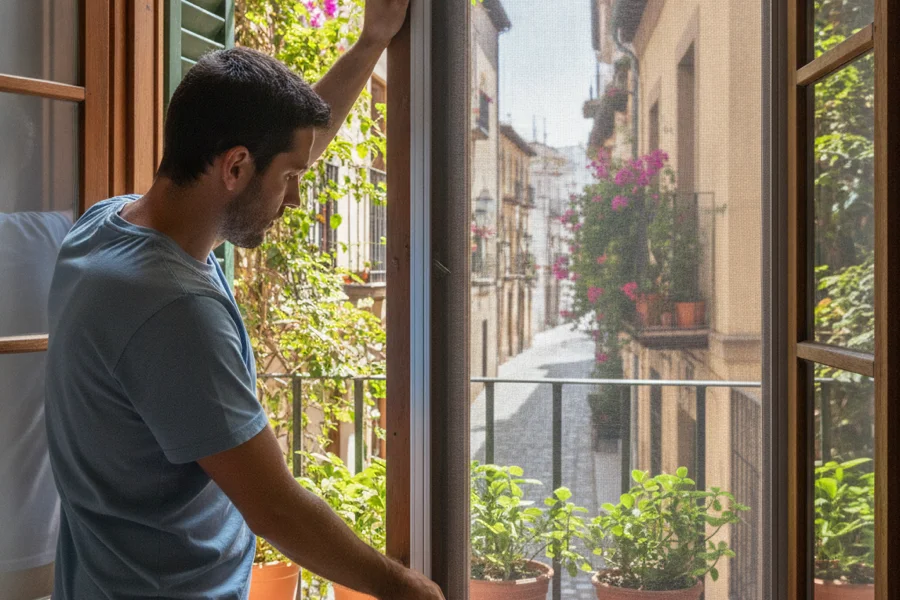 Instalación de una mosquitera a medida en una ventana de Mollet del Vallès